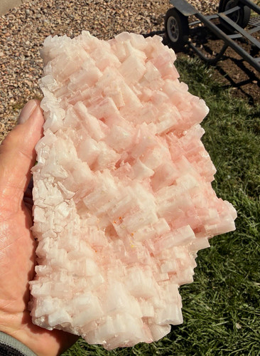 Large pink halite crystal - large,