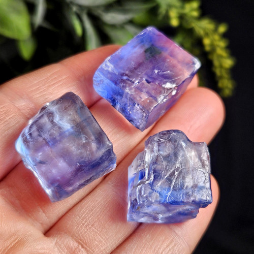 Blue halite crystal - halite,